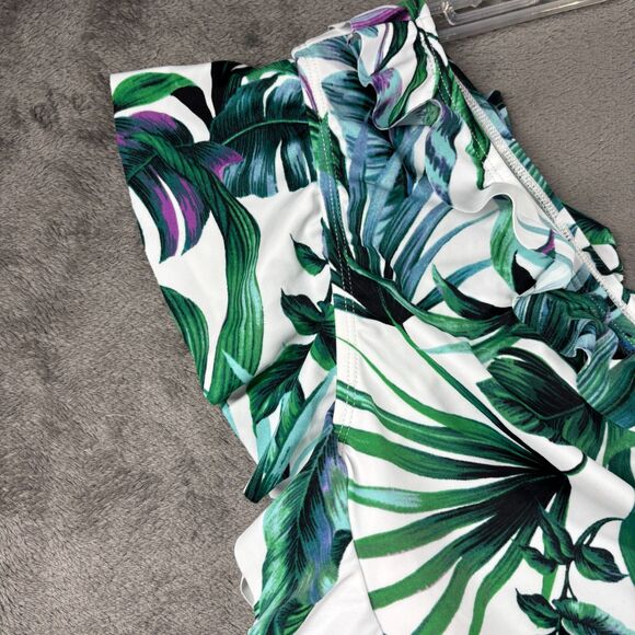 Torrid Wireless Ruffle Sleeve Bikini Top Green Susie Tropical Size 2 18-20 G283 - Picture 3 of 9